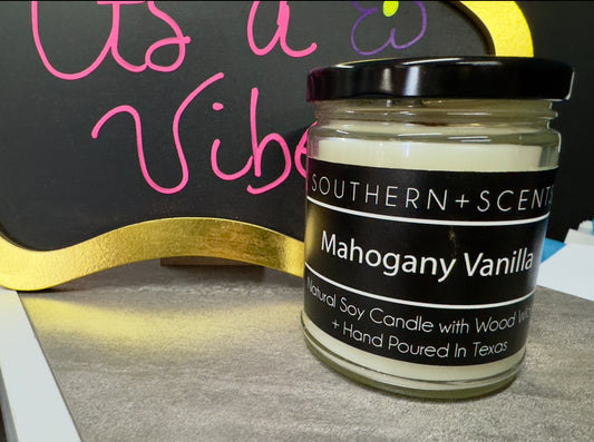 Mahogany Vanilla 9 oz Wood Wick Candle